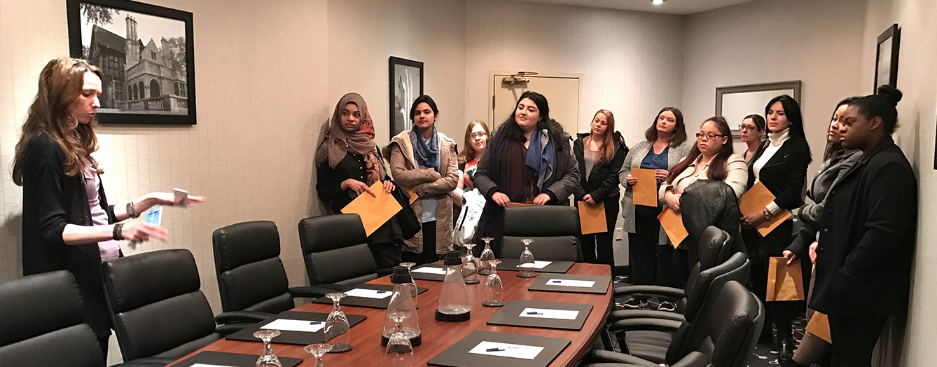 group of women training in office